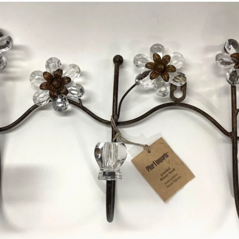 Brown and Clear Floral Wall Hook Rack